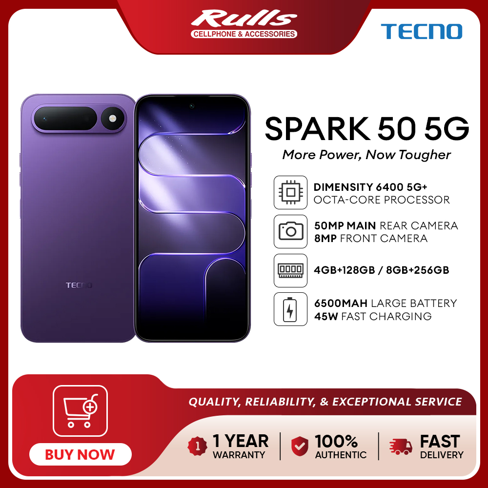 TECNO SPARK 50 5G (8+256 / 6+256 / 4+128) Smartphone / Dimensity 6400 5G+ / 50MP Main Camera / 120Hz 6.78'' HD Display / 6500mAh Battery / 45W Super Charge