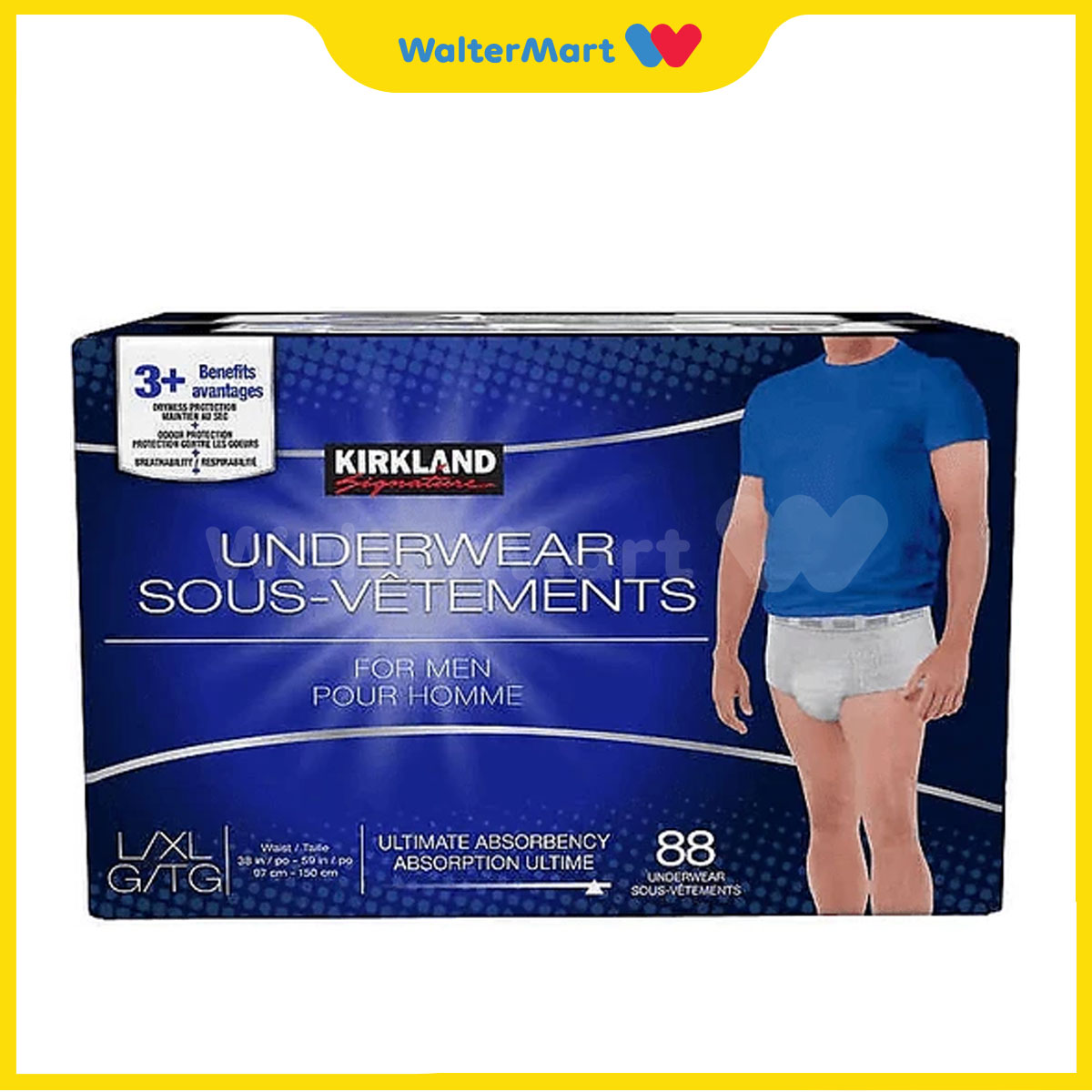 KIRKLAND SIGNATURE 100% Authentic Mens Underwear Adult Diaper Large/XL  88pcs