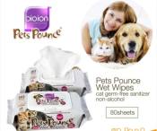 BIOION Pets Pounce Wet Wipes - Non-Alcohol Sanitizer