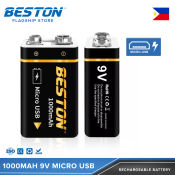 Beston 9V 1000mAh Micro USB Rechargeable Li On Battery 6F22