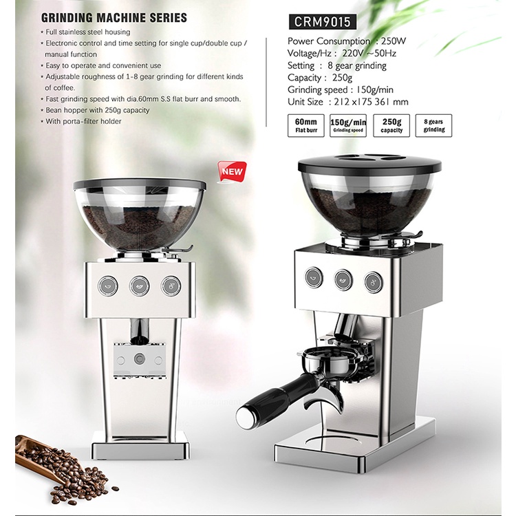 Gemilai CRM9016 LED Commercial Espresso Coffee Bean Grinder 64MM Flat Burr  – Coffee Machine BN