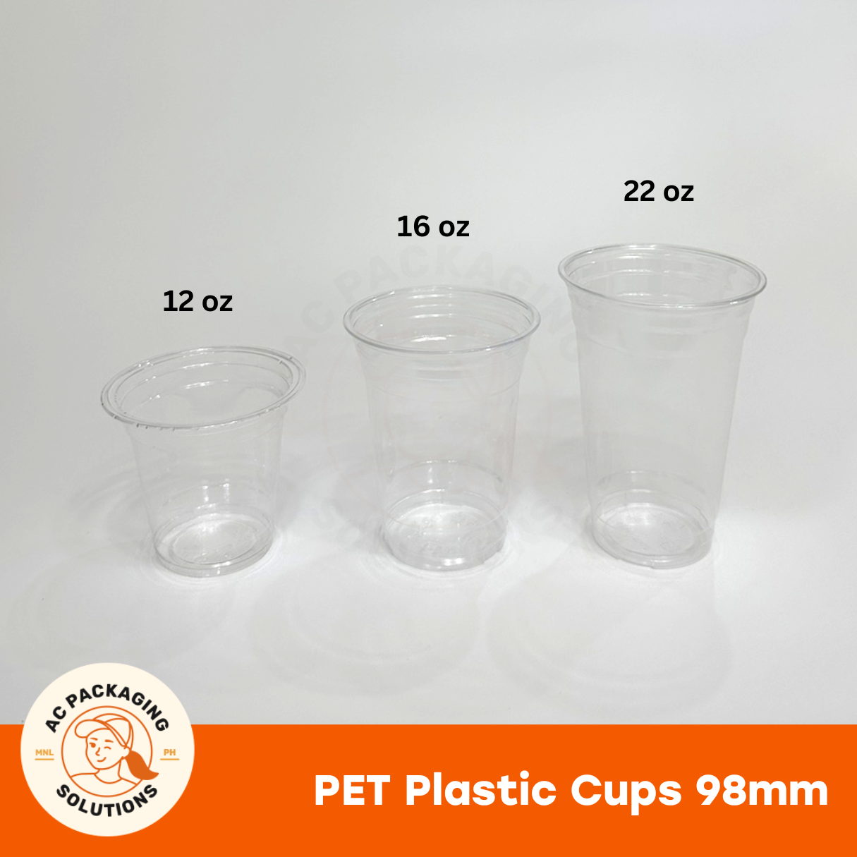 50 pcs) PET Plastic Cups for Cold Drinks 12 oz 16 oz 22 oz