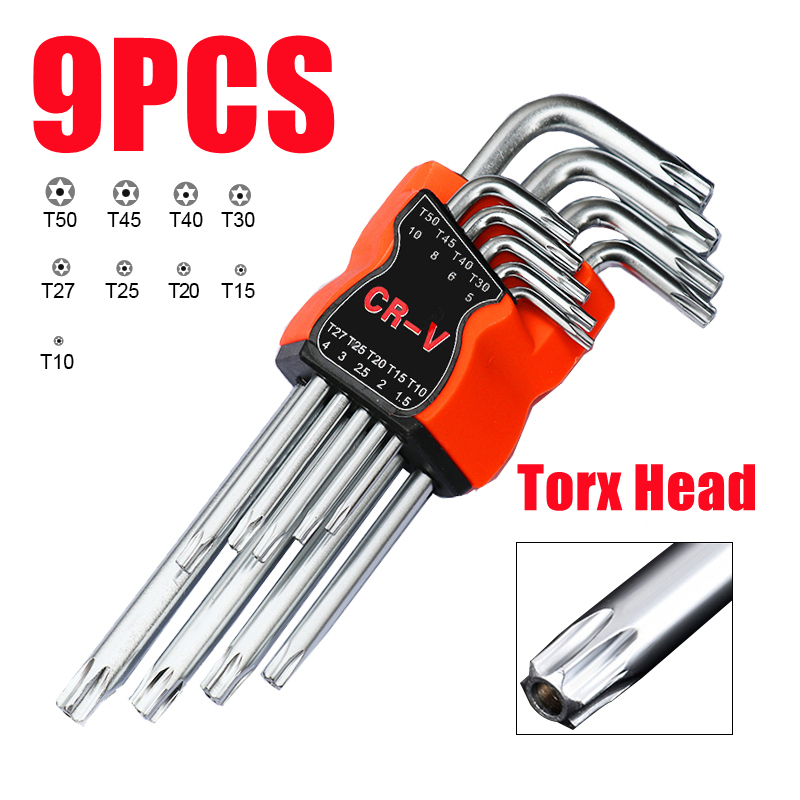 9 PCS Hex Key Wrench Set Hex Key Allen Wrench Set Allen Key L Handle Ball Head Long Arm CR-V Hex Key Allen Wrench Spanner Wrenches Set Repair Hand Tools Kit Muliti-purpose Tool For Car Automobile Motorcycle Bicycle Multifunctional Set Repair Device - Image 4