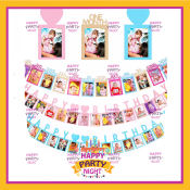 Happy Party Night 12month Baby Monthly Photo Banner 1 Year Anniversary Party Decoration