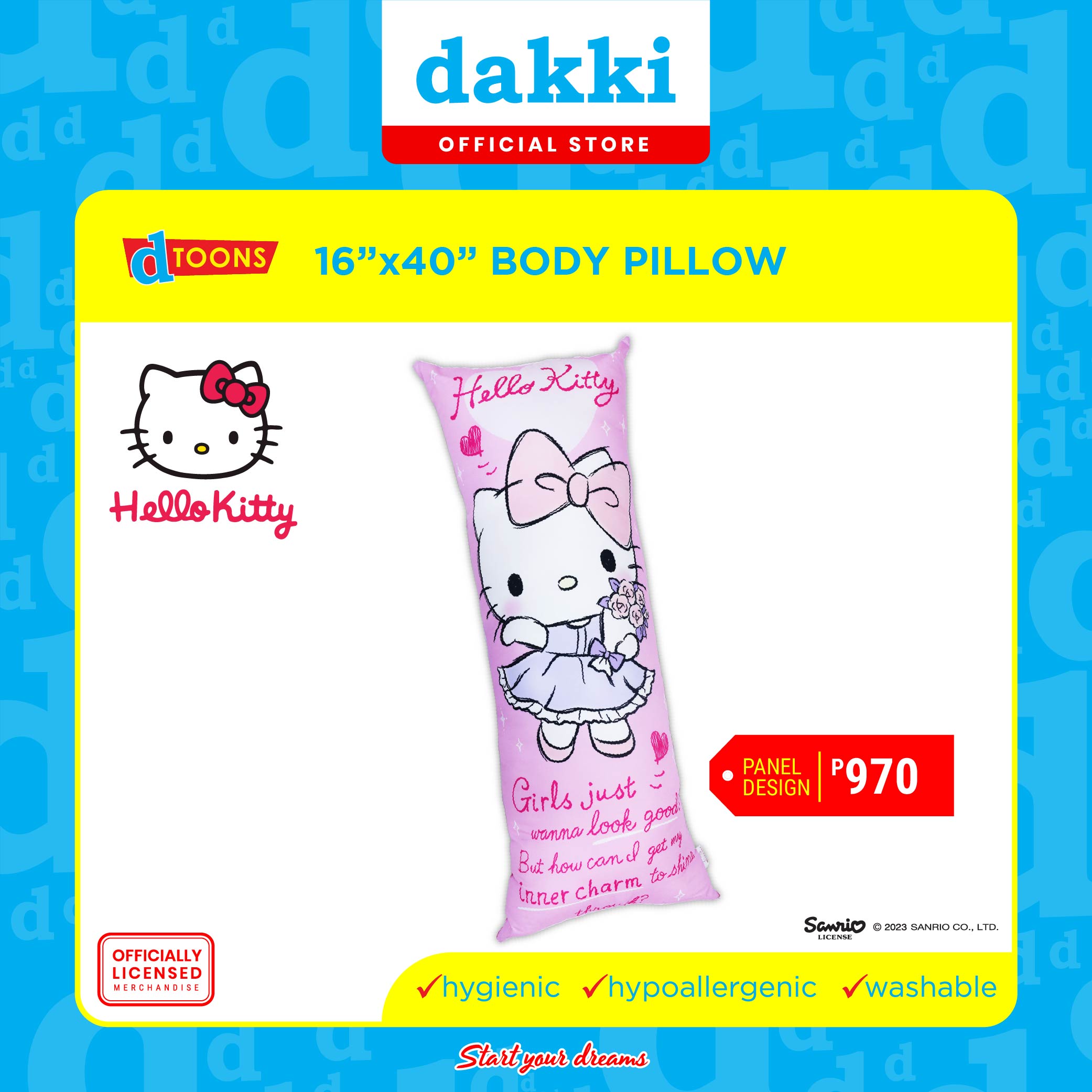 Dakki 16" x 40" Hello Kitty Shine Body Pillow