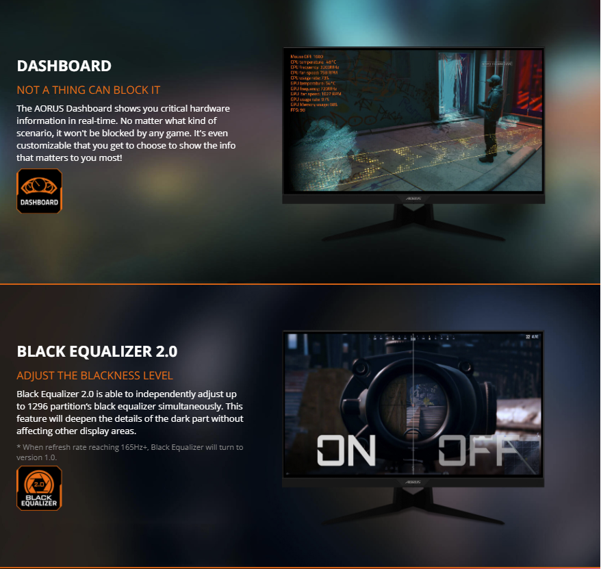 AORUS FI27Q-X 27" 240Hz 1440P HBR3, Adaptive-Sync, FreeSync Premium, G-Sync Compatible, SS IPS Gaming Monitor, Exclusive Built-in ANC, 2560 x 1440, 0.3ms Response Time, HDR, 93% DCI-P3, 1x DisplayPort 1.4, 2x HDMI 2.0, 2x USB 3.0 GP-FI27Q-X-AP