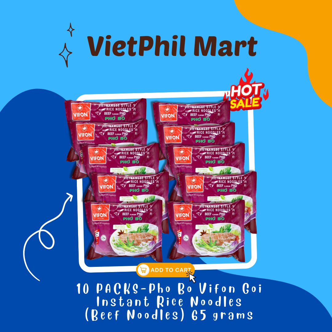 10 Packs - Phở Bò Vifon 65g Vifon Noodles Beef Flavour Instant Rice Noodles