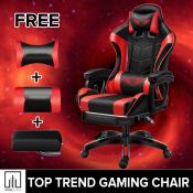 Home Zania Leather Gaming Chair With Footrest Ergonomic Computer Chair High Free Massage Pillow