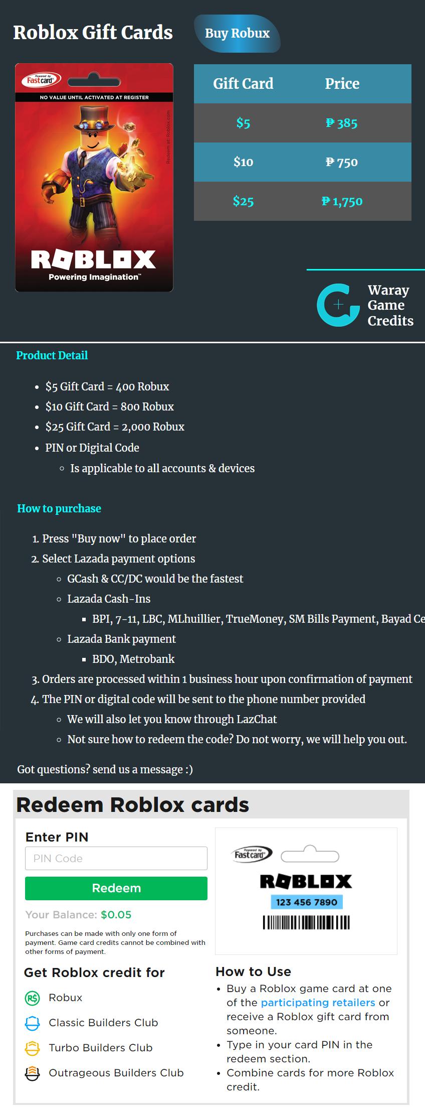 10 Roblox Gift Card Digital Code Lazada Ph