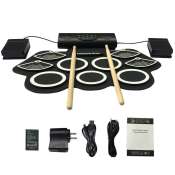 Foldable Drum Set with Rechargeable Battery and Built-in Speakers