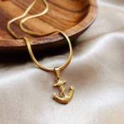 MJ&AJ 24k Gold Plated Anchor Necklace for Women