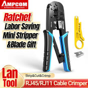 Ampcom RJ45 Crimper - Ethernet Network Cable Crimper Tool