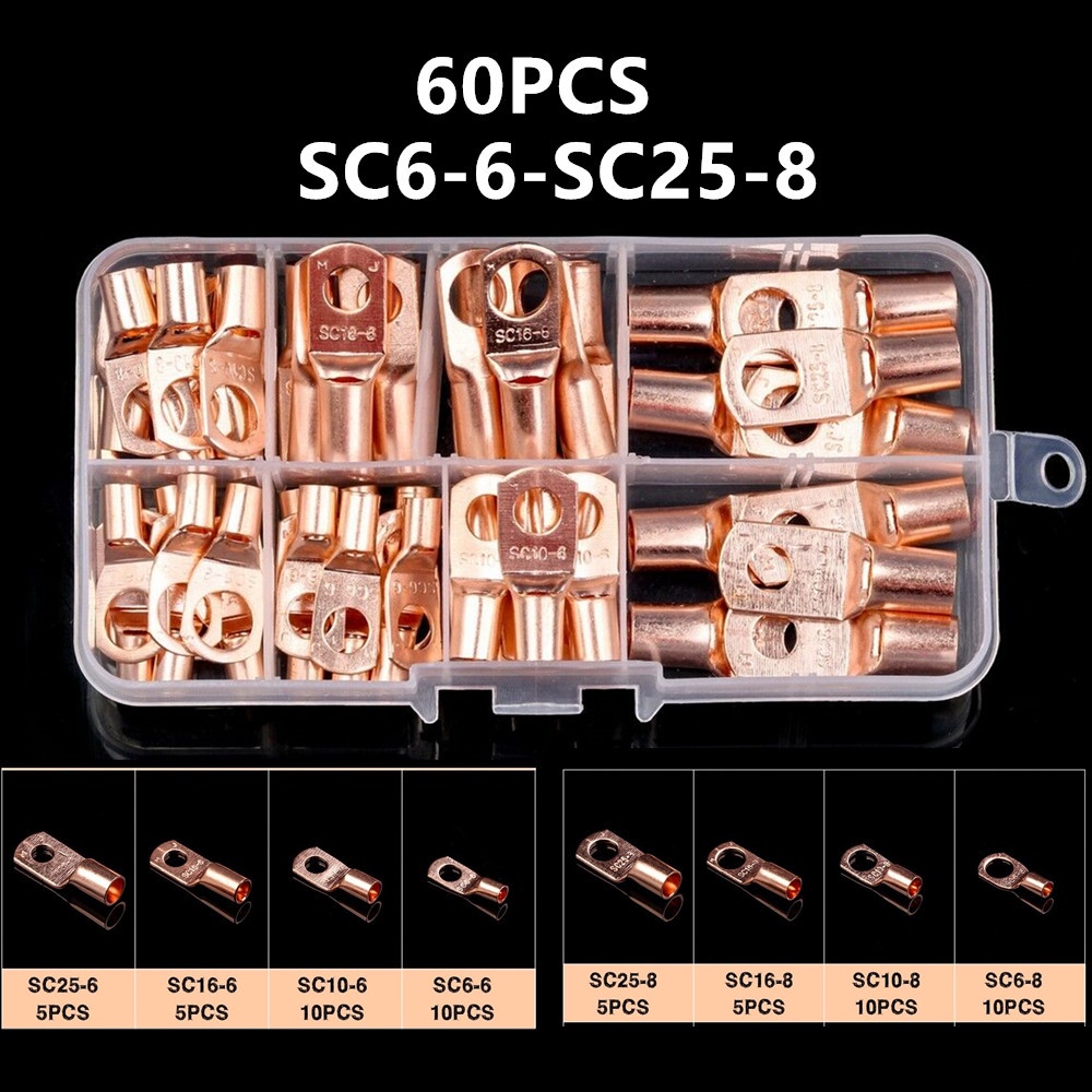 Enhance Safety with 120 Copper Terminal Connectors & Heat Shrink Set - AWG  2-10 Lugs + 60 Tubing Pieces - Walmart.com