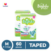 Beybiko Diapers Medium  - 30 pcs x 2 packs  - Taped Diapers