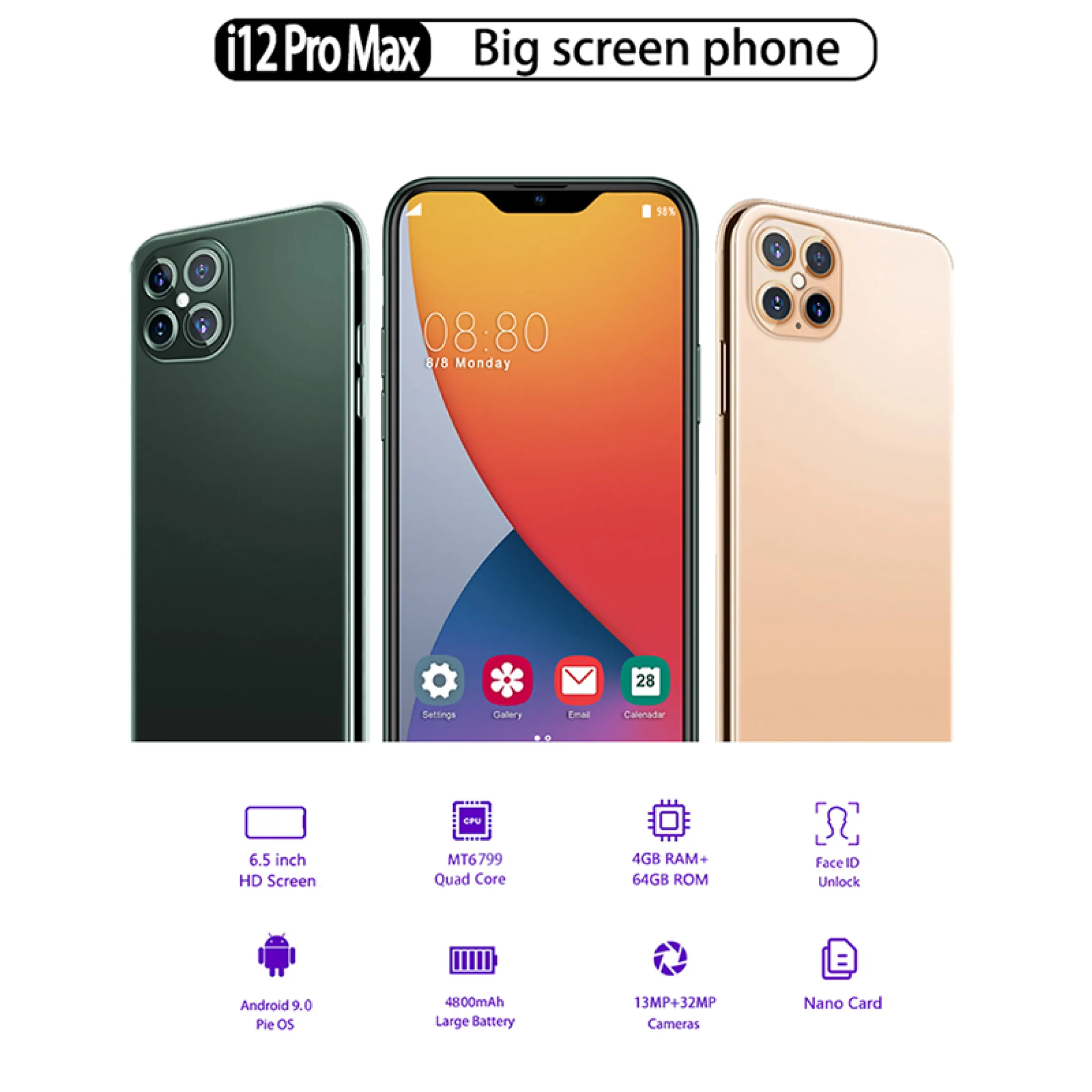 Handphone I12 Pro Max 6 5 Inch Ram 4gb Rom 64gb Android Phone Game Smartphone Mobile Phones Hp Murah Lazada Indonesia