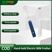 PHIMAX Rechargeable Milk Frother with 2 Heads for Coffee