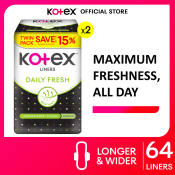 Kotex Daily Fresh Longer & Wider Liners 32s x 2 Pack