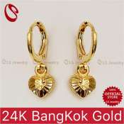 LS Jewelry 24K Gold Plated Heart Drop Earrings D-796e