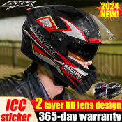 Dual Visor Motorcycle Helmet with Anti-Reflective Design - 