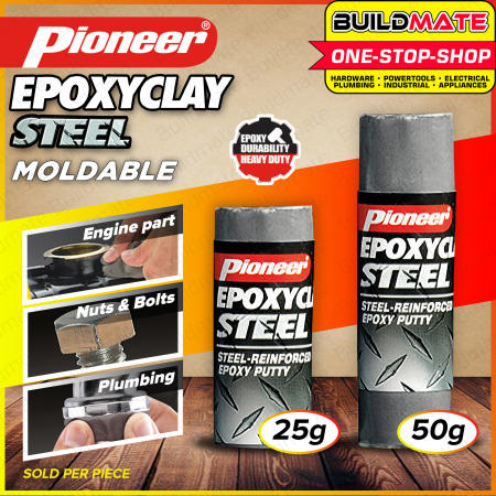 Pioneer Epoxy Clay Steel 28.5g | 50g Steel-Reinforced Epoxy Putty Moldable Repairs Sets In 30 Minutes Durability Heavy Duty 1PES002T | 1PES003N 100% Original / Authentic •BUILDMATE•