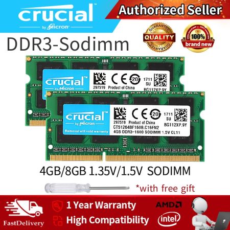 Crucial DDR3 4GB/8GB 1600MHz Laptop RAM SO-DIMM 204pin