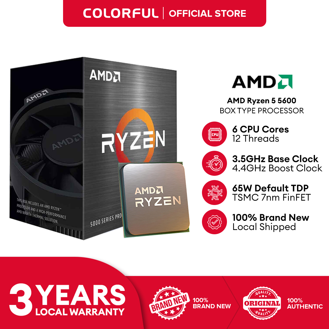 AMD Ryzen 5 5600 Boxed Desktop Processor (w/ AMD Wraith Stealth Cooler)