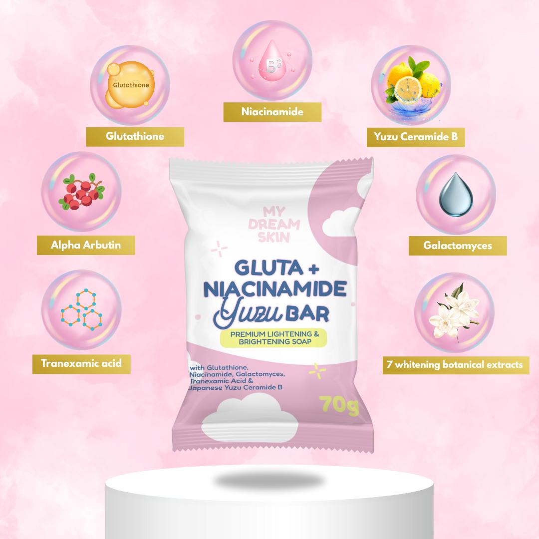 My Dream Skin Gluta + Niacinamide Yuzu Bar Premium Lightening and Brightening Soap with 12 Whitening Actives + Yuzu Ceramide B 70g - Body Care