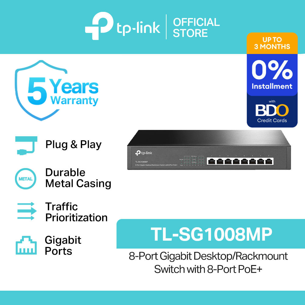 TP-Link Official Store / TL-SG1008MP /10/100/1000 Mbps 8-Port Gigabit Desktop/Rackmount Switch with 8-Port PoE+ Desktop Network Ethernet Switch Hub for Internet