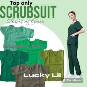 1LUCKY LII's Nurse Scrub Top - Shades of Green