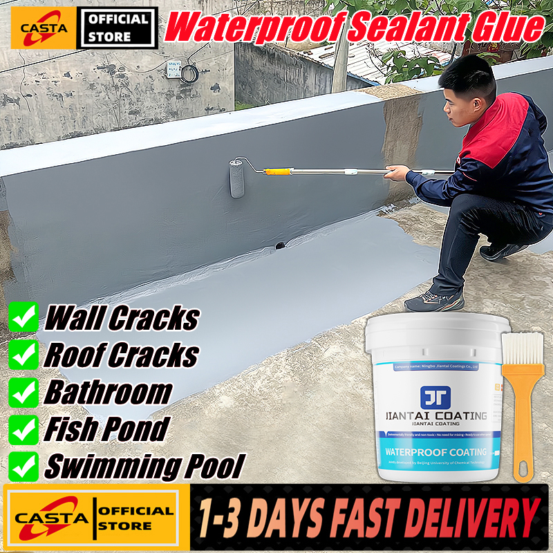 🌈Stop The Leak Immediately🌈1kg Super Sealant Waterproof Roof Leak High Temperature Resistance Polyurethane Waterproof Coating Paint Rubberized Liquid Asphalt Waterproofing Water Proofing For Concrete Water Proof Glue