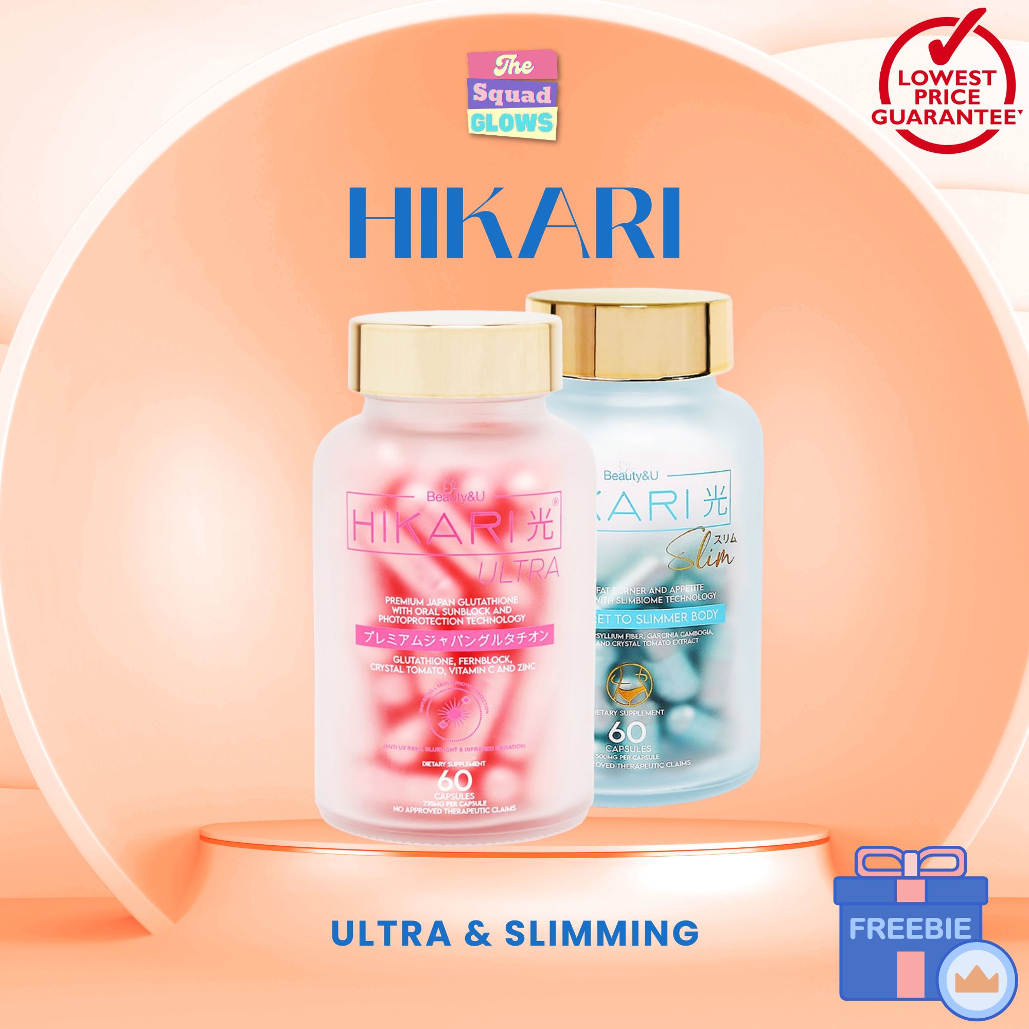 Official Hikari Glutathione Ultra & Slim Capsules - Lighten Skin, Protect  Against Sun Damage
