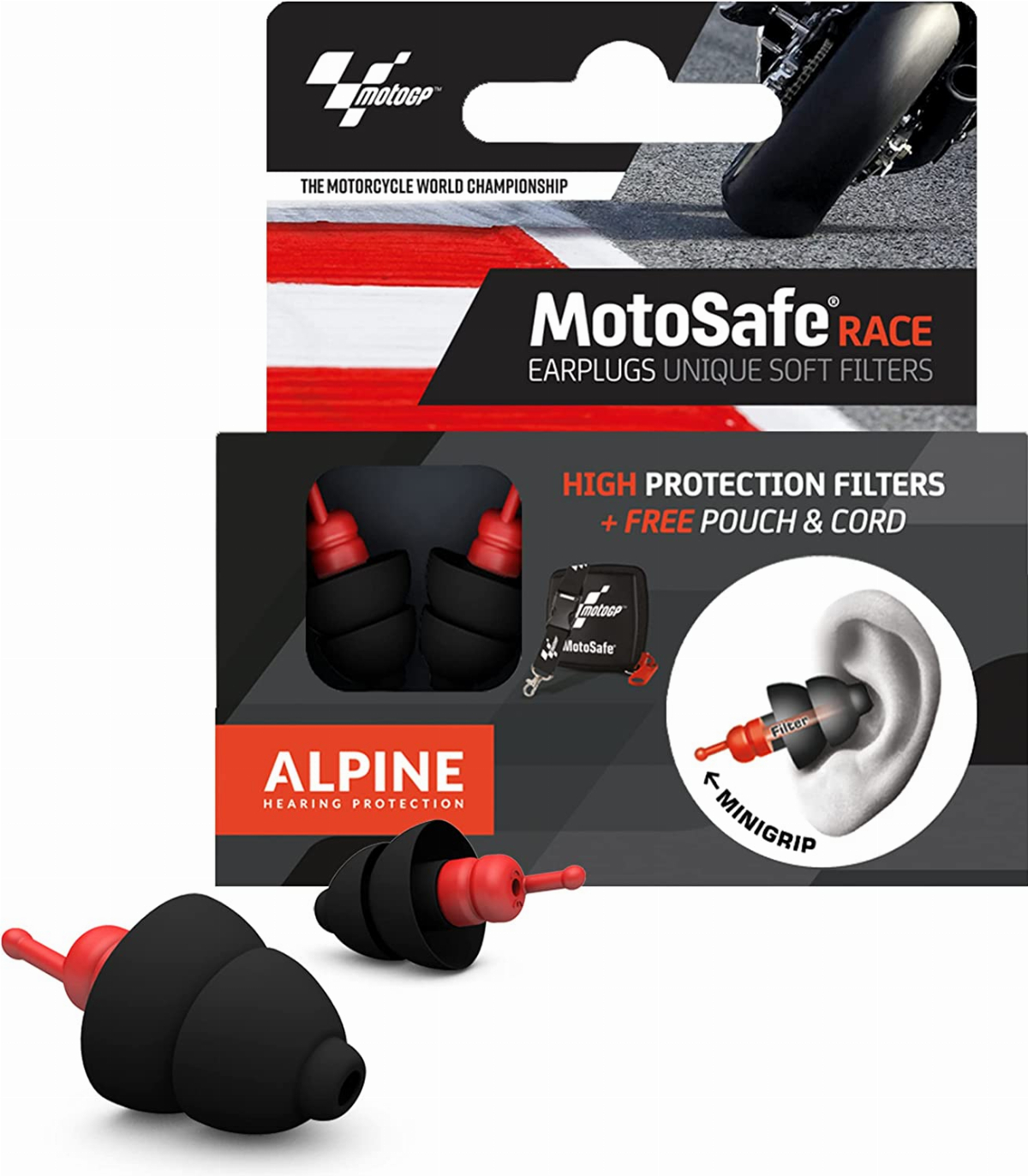 Alpine MotoSafe Race [Official MotoGP Edition] Motorcycle Reusable  Earplugs for Wind Noise Reduction Ultra Soft Comfortable Filter Hearing  Protection for Motor Racing, Touring  Riding, Pair Lazada PH