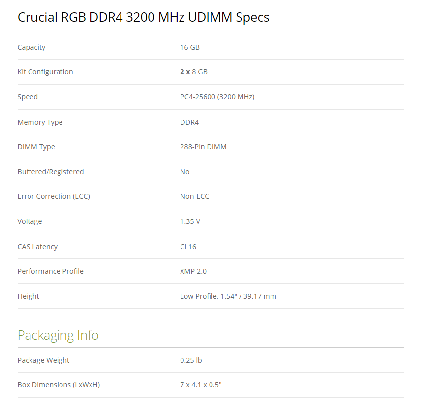 Crucial Ballistix RGB 3200 MHz DDR4 DRAM Desktop Gaming Memory Kit 16GB (8GBx2) CL16 **Local PH Release and Warranty** BL2K8G32C16U4BL (Black)