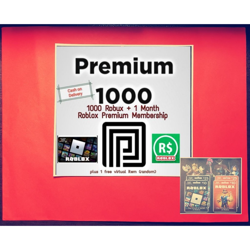 Robux 1000 Or 2600 Roblox Premium Card Cod Lazada Ph - roblox gift cards 1000 robux