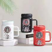 Starbucks Black&White Ceramic Coffee Cup - Elegant Reusable Mug