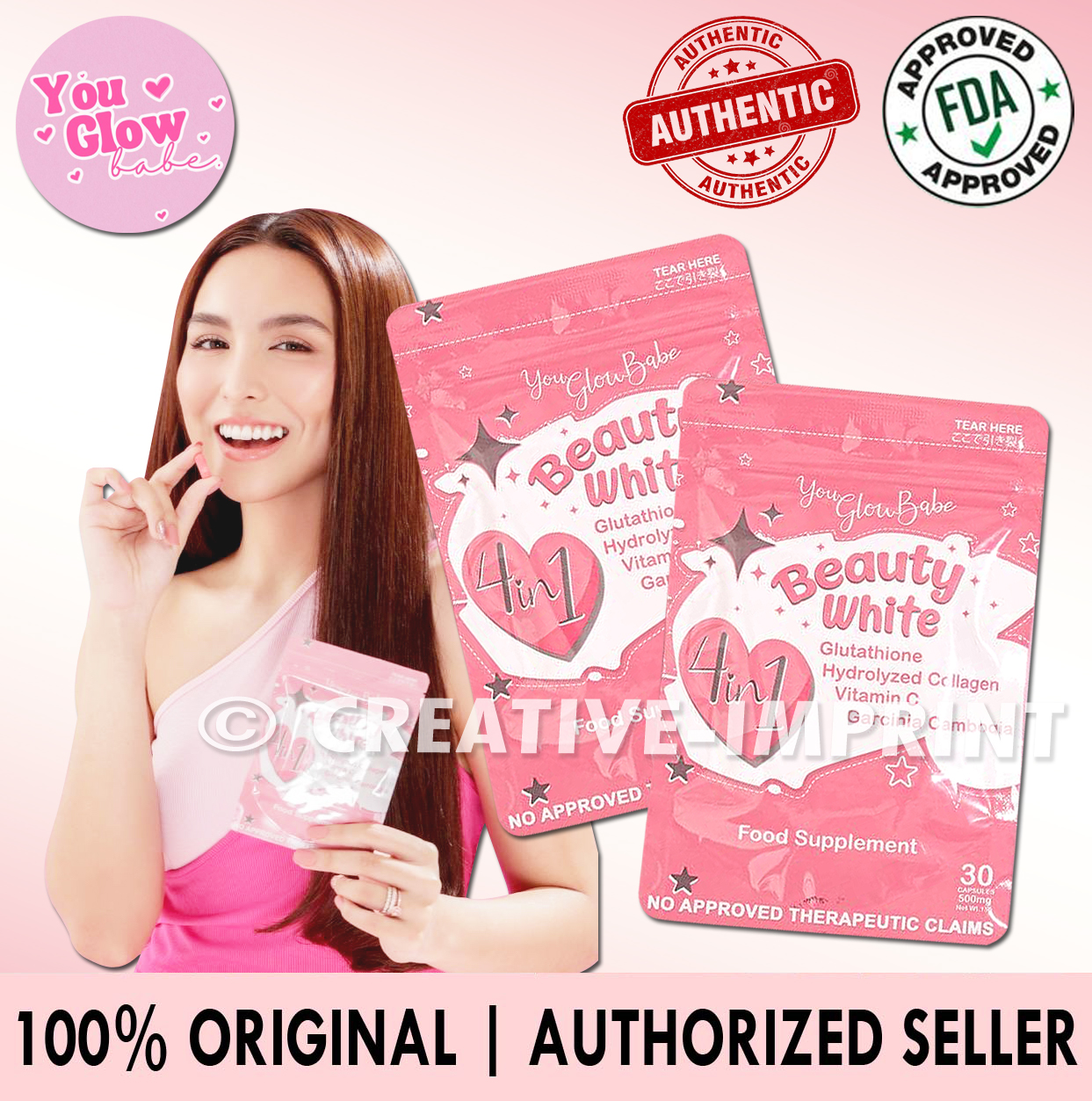 2packs You Glow Babe BEAUTY WHITE 4in1 (Glutathione Collagen