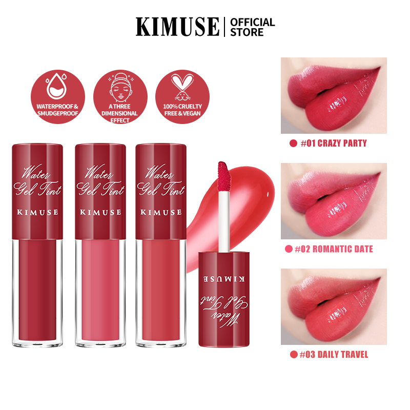 Discount on Kimuse  shoes - SKU: Kimuse Water Tint Set  Lip Gloss Gel Tint Long-Lasting & Waterproof 3 Pcs Lip Make Up Set