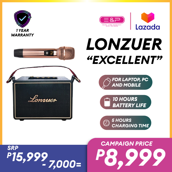Easy & Perfect Lonzuer Excellent Karaoke Partybox Bluetooth Speaker with Wireless Microphone