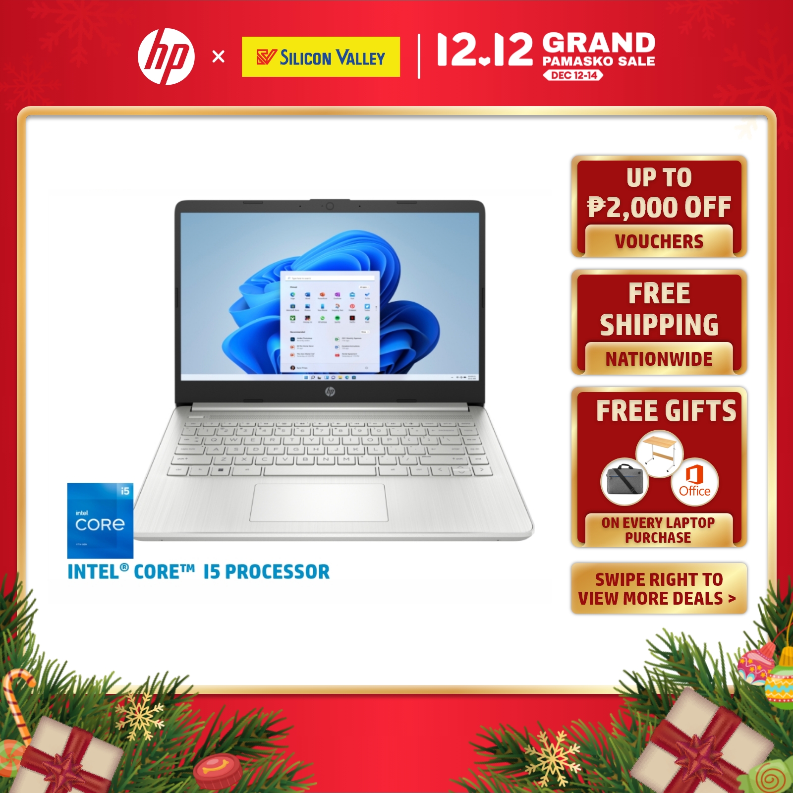 Lazada Philippines - HP 15S-FQ5082TU Natural Silver |15.6″|Intel Core i5-1235U| 8GB RAM+512GB SSD|Intel Graphics |Win11