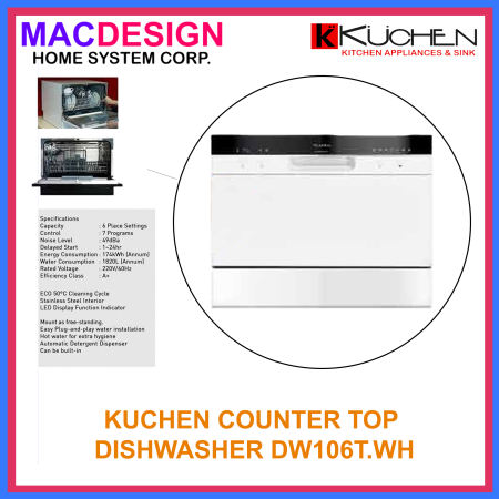 KUCHEN DW106T TABLETOP DISHWASHER WHITE MACDESIGN HOME