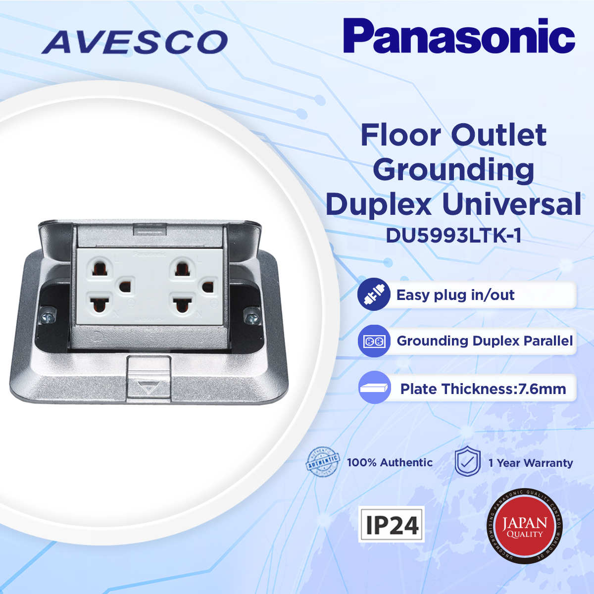 Panasonic Floor Outlet Duplex CAT6 Modular Jack DU6966LTK-1
