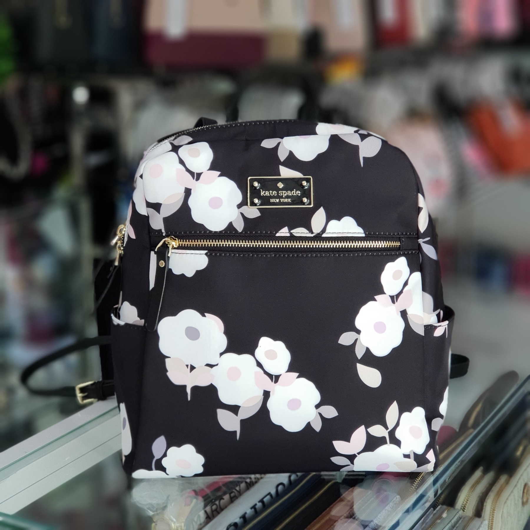 Original Kate Spade Blake Avenue Classic Backpack Floral Print With Side  Pocket - Black | Lazada PH