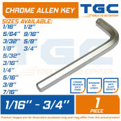 TGC Chrome Vanadium Allen Wrench Set, 1/16-3/4 inches