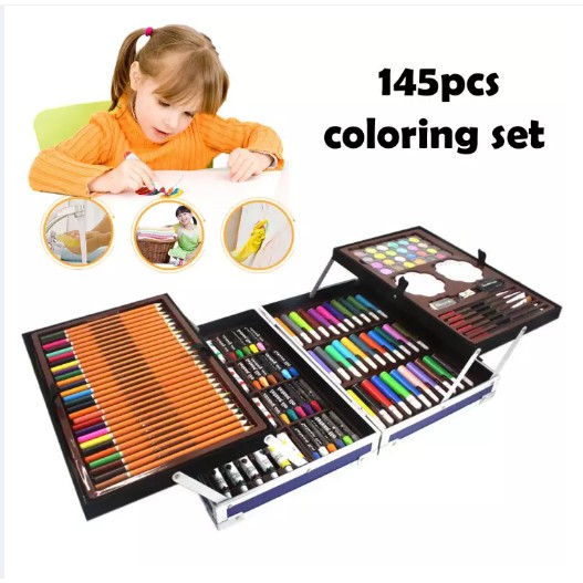 145 PCS. ART COLORING DRAWING PAINTING SET with Aluminum Alloy