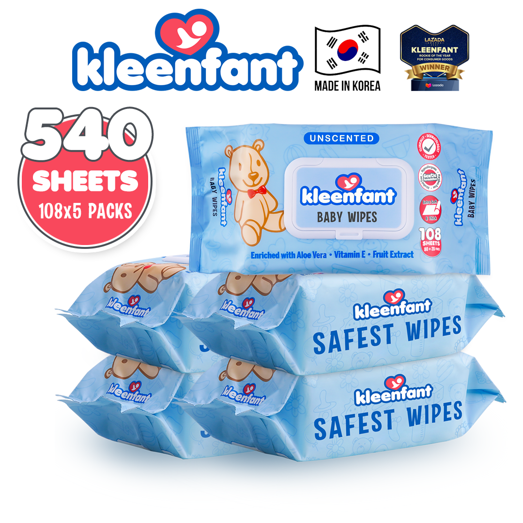 Kleenfant Unscented Baby Wipes 108 sheets Pack of 5 wet wipes for baby product babies wipe on