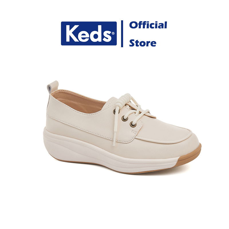 Keds Women's Point Slip-On Sneaker – Pointed Toe Platform, Leather, Adjustable Ribbon Lace, 1-Inch Platform