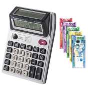 BINLU 12-Digit Solar Calculator with Light and Money Detector