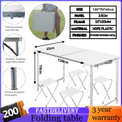 Foldable Aluminum Camping Table, 4ft, with Adjustable Height and ABS Top