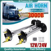 Dual Trumpet Truck Air Horn Kit - 12v-24v, 300db