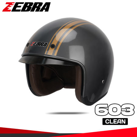 Zebra Retro Helmet 603 with FREE Helmet Straps